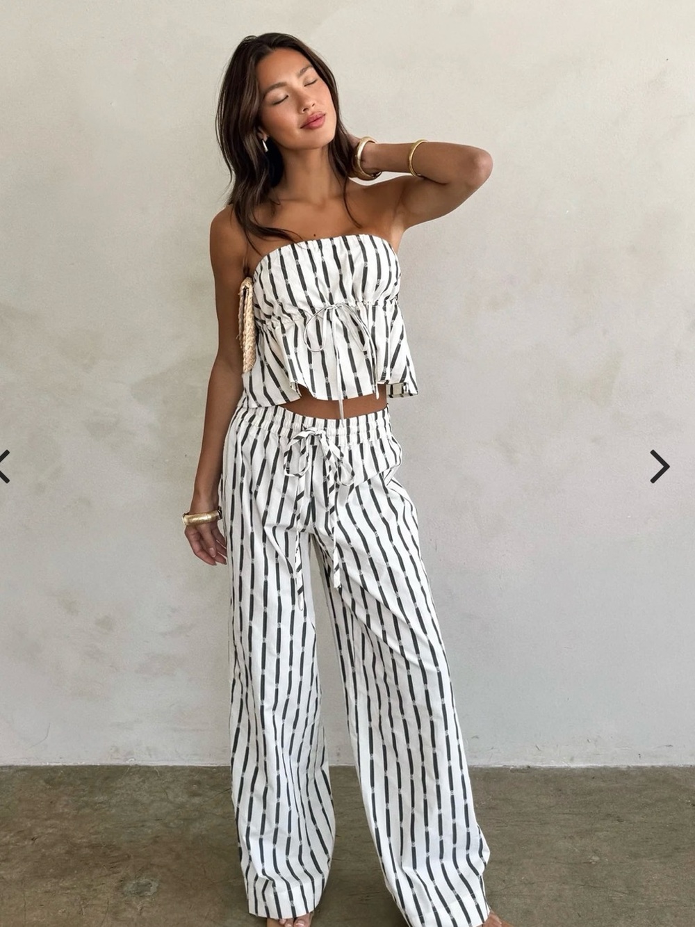 Striped White & Black Wide-Leg Pants - Women's Summer Set